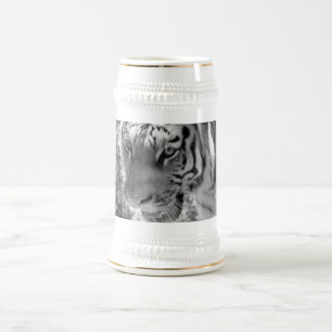 Caneca De Cerveja Tigre listrado selvagem preto e branco