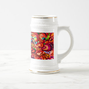 Caneca De Cerveja Tinta branca e colorida de espiral de abstrato