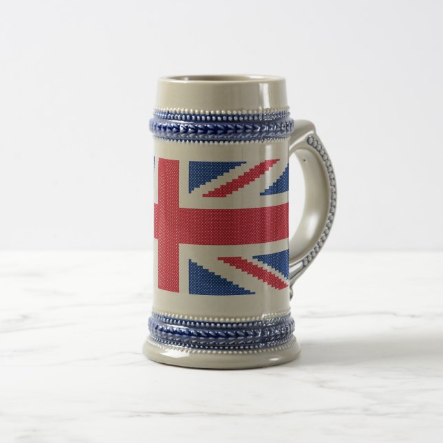 Caneca De Cerveja Tomada original de design de ponto cruzado (Frente Esquerda)