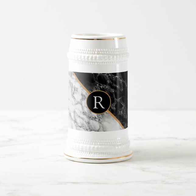 Caneca De Cerveja Trendent Black & White Marble Stone - Adicionar Ca (Centro)