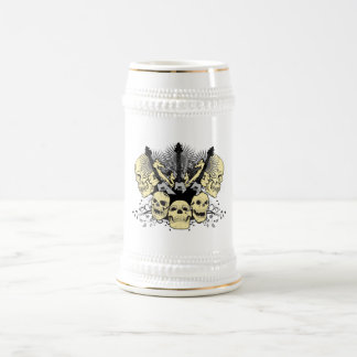 Caneca De Cerveja Três guitarra com crânios
