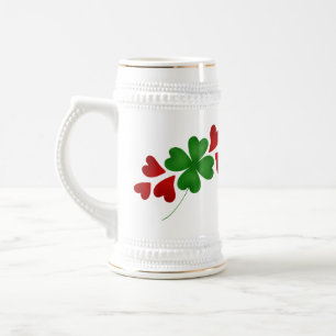 Caneca De Cerveja Trevo e corações