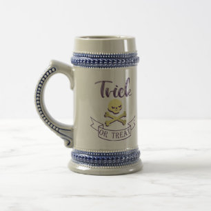 Caneca De Cerveja Truque ou tratamento de ossos cruzados do crânio