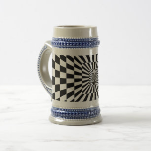 Caneca De Cerveja túnel de chessboard com ilusão óptica