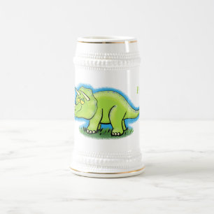 Caneca De Cerveja Um desenho animado de triceratops dinossauros, ver