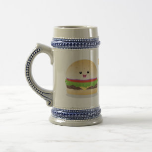 Caneca De Cerveja Um lindo desenho animado de hambúrguer de kawaii 