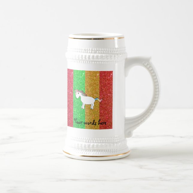 Caneca De Cerveja Unicórnio com faixas de brilho arco-íris (Direita)