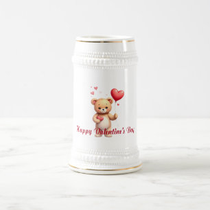 Caneca De Cerveja Ursa Teddy Fofa com Coração – Feliz Dia dos Namora
