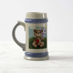 Caneca De Cerveja Urso Segurando Buquê Flor-30926