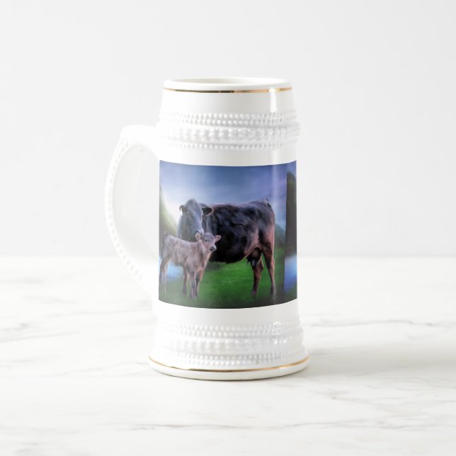 Caneca De Cerveja Vaca e Bezerro Angus Preto (Frente Esquerda)