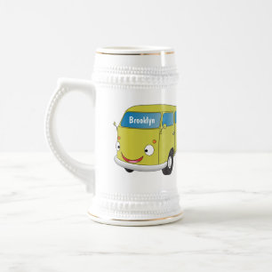 Caneca De Cerveja Van clássico verde limão desenho animado