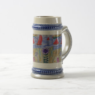 Caneca De Cerveja Velas Vermelhas e Flores