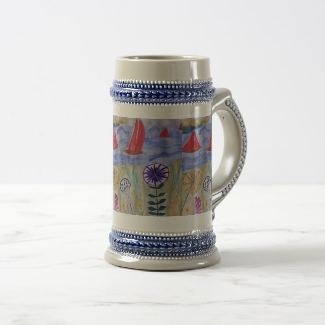 Caneca De Cerveja Velas Vermelhas e Flores (Frente Esquerda)