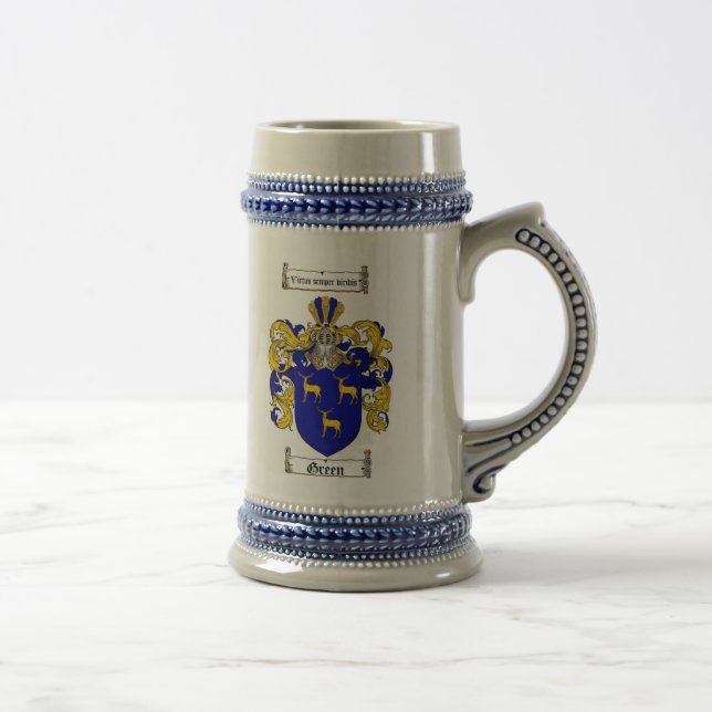Caneca de cerveja verde da brasão/caneca de (Direita)