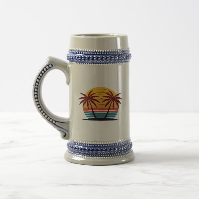 Caneca De Cerveja Vetor de pôr do sol com palmeiras (Esquerda)
