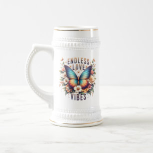 Caneca De Cerveja Vibrações de Amor Sem Fim Borboleta Arte-96281