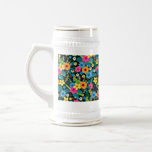 Caneca De Cerveja Vibrantes Flores Ditsy Padrão Floral Design-43785