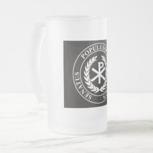 Caneca De Cerveja Vidro Jateado Χ Ρ+SPQR Poculto