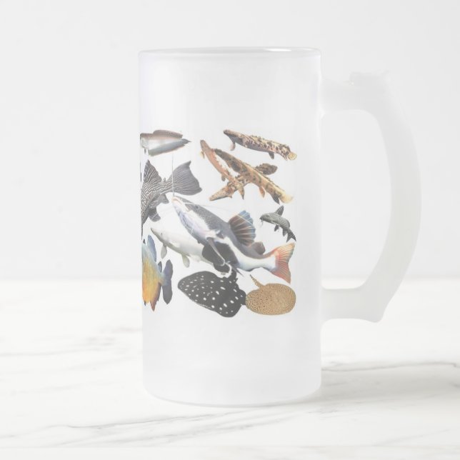CANECA DE CERVEJA VIDRO JATEADO 大型熱帯魚のフロストグラスマグカップ (Direita)