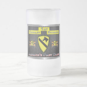 Caneca De Cerveja Vidro Jateado 1ª CAV- 1ª Divisão de Cavalaria