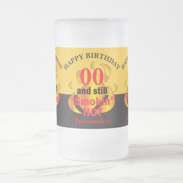 Caneca De Cerveja Vidro Jateado 100 anos de idade e ainda fumando quente | 00o Ani (Centro)