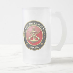 Caneca De Cerveja Vidro Jateado [200] Corpo De Fuzileiros Navais [Brasil] (CFN)