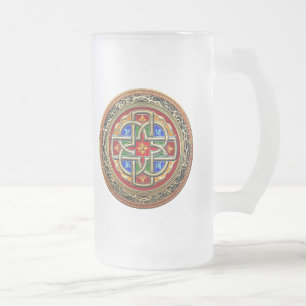 Caneca De Cerveja Vidro Jateado [200] Cruz Celta [Dourado+Enamel]