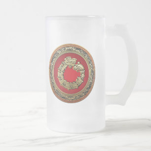 Caneca De Cerveja Vidro Jateado [200] Deus Serpente Quetzalcoatl [Dourado]