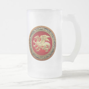Caneca De Cerveja Vidro Jateado [200] Dragão islandês, Landvæ ttir [Dourado]