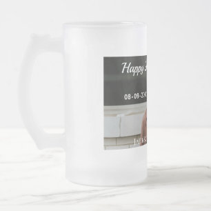 Caneca De Cerveja Vidro Jateado 20 de feliz simples data add name mod