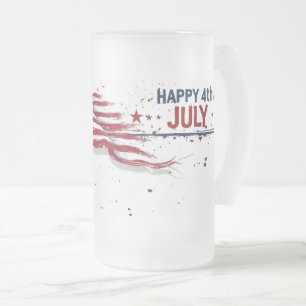 Caneca De Cerveja Vidro Jateado 4 de Julho - Salpico Artístico da Bandeira dos EUA