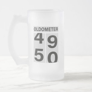 Caneca De Cerveja Vidro Jateado 50º Aniversário - Canhão de Cerveja Oldometer