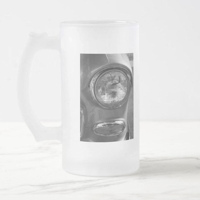 Caneca De Cerveja Vidro Jateado 55 Chevy Headlight Grayscale (Esquerda)