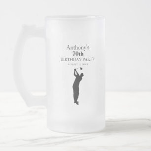 Caneca De Cerveja Vidro Jateado 70 Festa de aniversário Golfer Black Par Sétima Dé