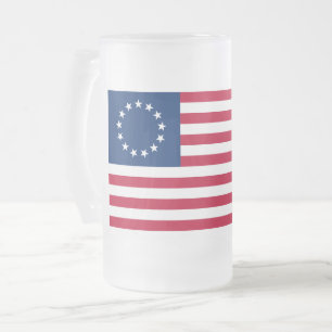 Caneca De Cerveja Vidro Jateado A Bandeira do Círculo Americano por Betsy Ross