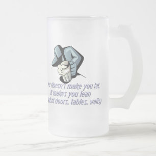 Caneca De Cerveja Vidro Jateado A cerveja não lhe faz a gordura