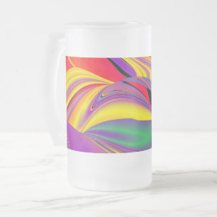 Caneca De Cerveja Vidro Jateado A Mágica das Cores, Abstrato 3D Rainbowart