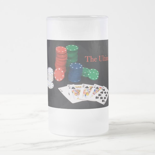 Caneca De Cerveja Vidro Jateado A mão de póquer final (Centro)