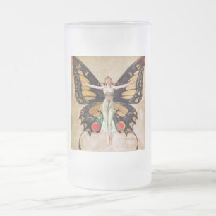 Caneca De Cerveja Vidro Jateado A Metamorfose da Garota Flapper em Borboleta 1922