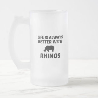 CANECA DE CERVEJA VIDRO JATEADO A VIDA RHINO É MELHOR