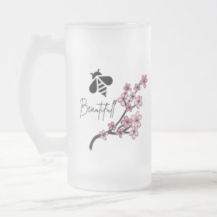 Caneca De Cerveja Vidro Jateado abelha linda