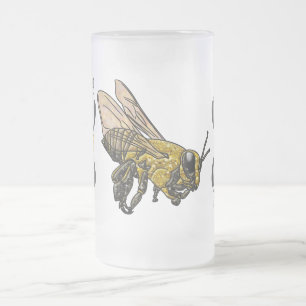 Caneca De Cerveja Vidro Jateado Abelha Mel