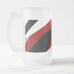 Caneca De Cerveja Vidro Jateado Abstrato preto e branco vermelho