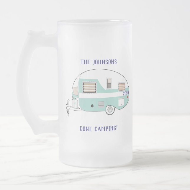Caneca De Cerveja Vidro Jateado Acampamento RV Trailer Camper (Esquerda)