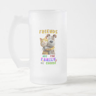 Caneca De Cerveja Vidro Jateado Acessórios de Bar de Amigos São a Família que Esco