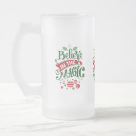 Caneca De Cerveja Vidro Jateado Acredite na Tipografia de Natal Mágico