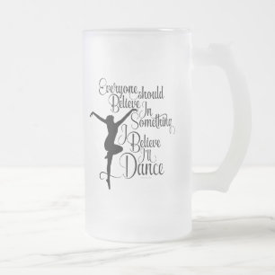 Caneca De Cerveja Vidro Jateado Acredito que dançarei caneca de vidro Fosco