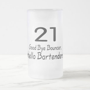 Caneca De Cerveja Vidro Jateado Adeus barman do leão-de-chácara 21 olá! (preto)