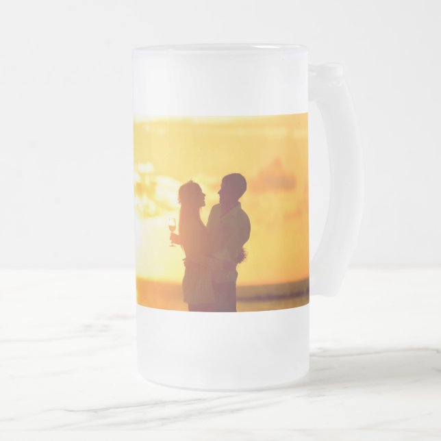 CANECA DE CERVEJA VIDRO JATEADO ADICIONAR FOTO | (Frente Esquerda)