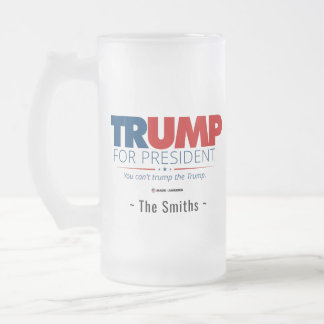 Caneca De Cerveja Vidro Jateado Adicione Seu Nome de Família Trump para Presidente